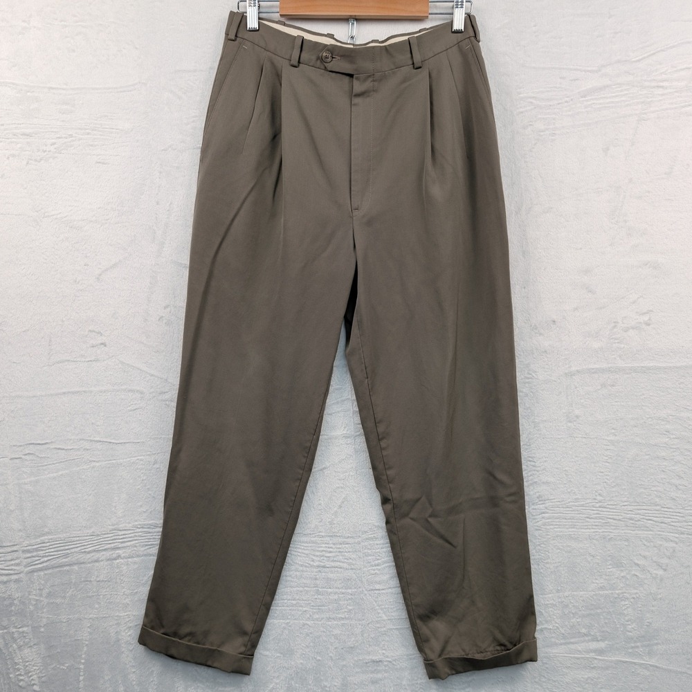 VTG Nordstrom J.B. Britches Pants Men 34x30 Brown Pleated Wool USA Old Money 90s